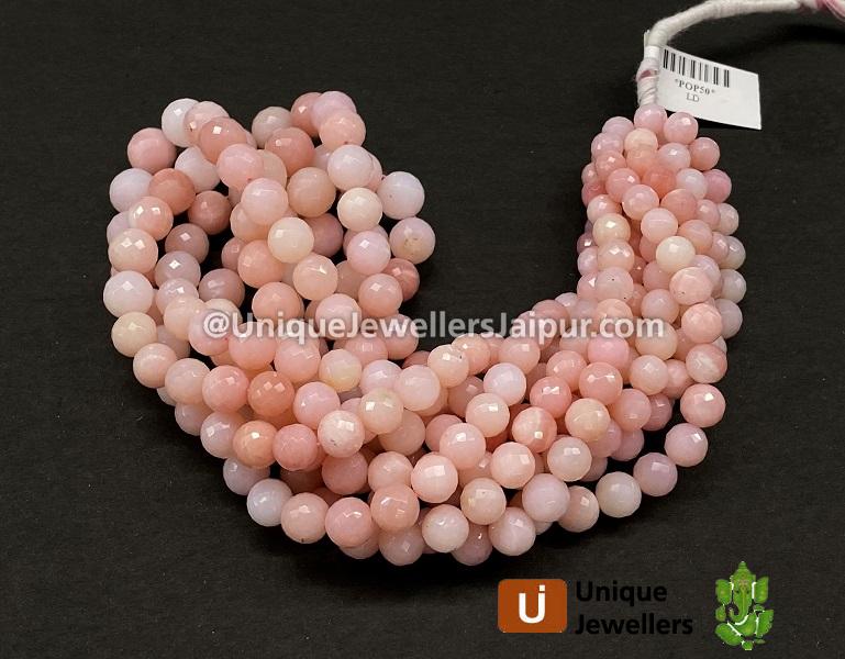 Pink Opal Faceted Round Balls Beads